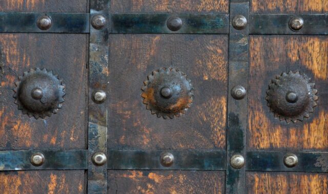 wood, metal, rusty, fitting, door, solid