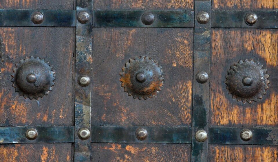 wood, metal, rusty, fitting, door, solid
