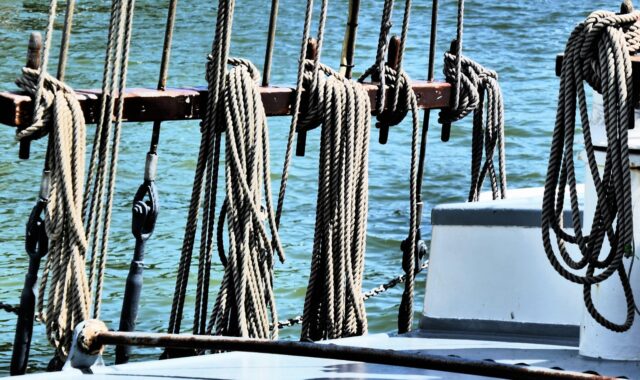 dew, rope, rigging, fastening, braided, knitting, node, boat, knot, sail, ship, sailboat, hemp, deck