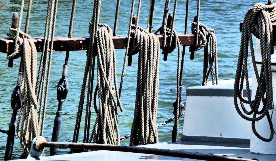 dew, rope, rigging, fastening, braided, knitting, node, boat, knot, sail, ship, sailboat, hemp, deck