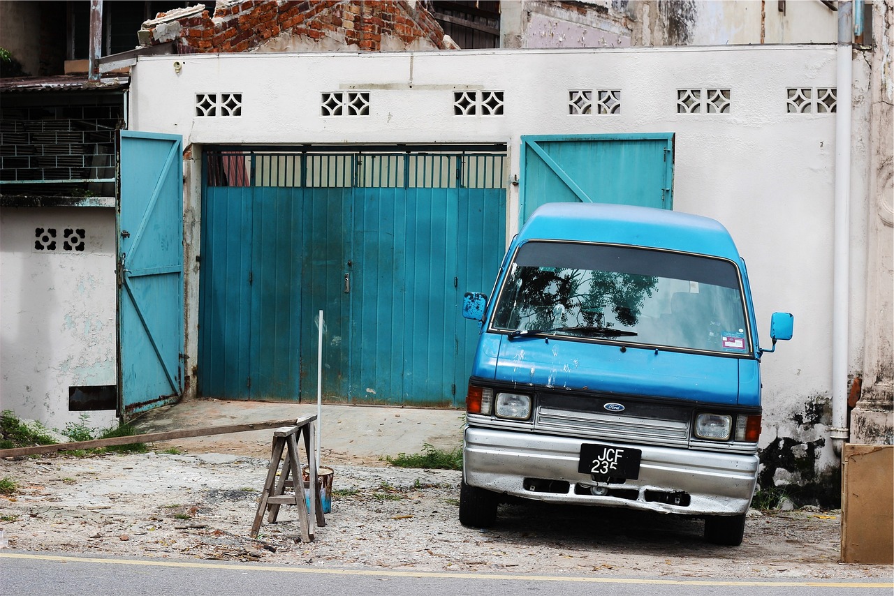 ford, van, blue, garage, automotive, driveway, van, van, van, van, garage, garage, garage, garage, garage