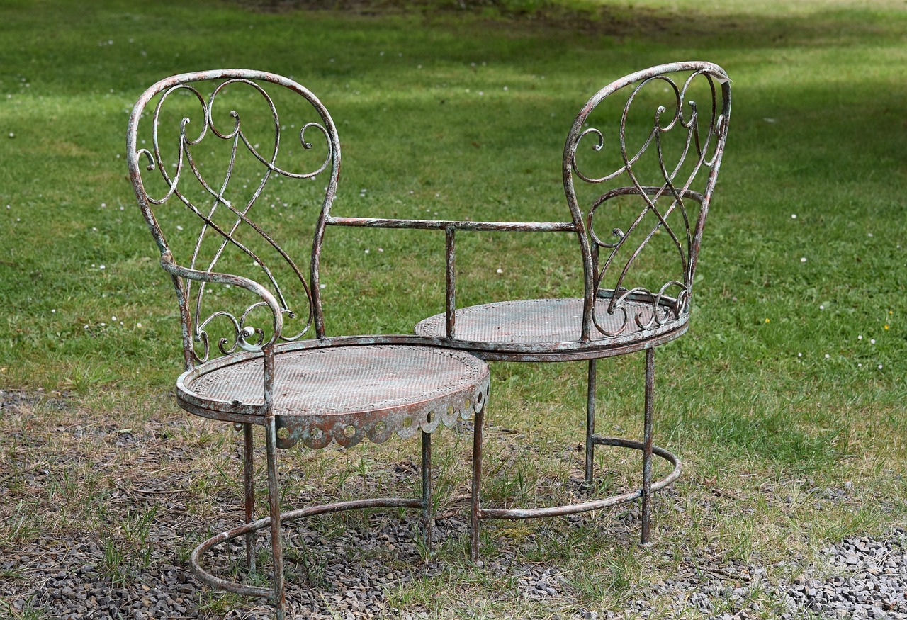 bench iron green patina confidant, bench confidant, bench for two, confidant, bench nature, bench garden, sit, bench metal